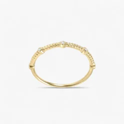 Moissanite Wrinkled Metal Bubble Ring