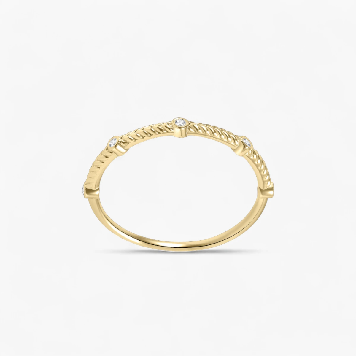 Moissanite Wrinkled Metal Bubble Ring