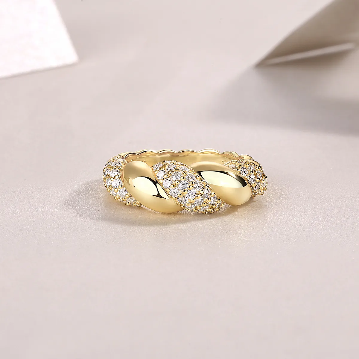 Pavé Moissanite Croissant Band Ring - Image 4