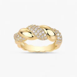 Pavé Moissanite Croissant Band Ring