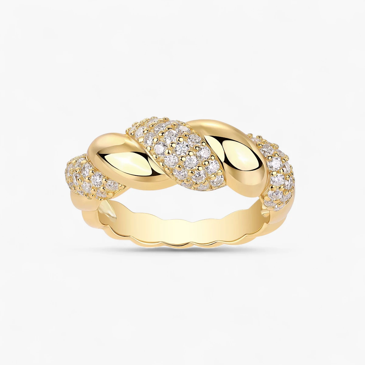 Pavé Moissanite Croissant Band Ring