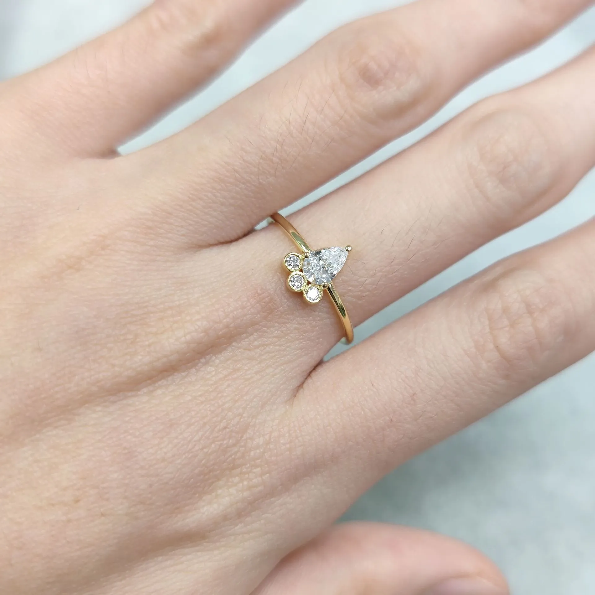 Pear Moissanite Cluster Ring - Image 2