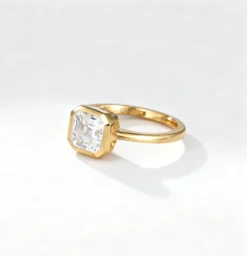 Alternative view of 2ct Princess Cut Moissanite Bezel Solitaire Ring
