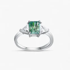 2ct Radiant Cut Moissanite Three Stone Ring