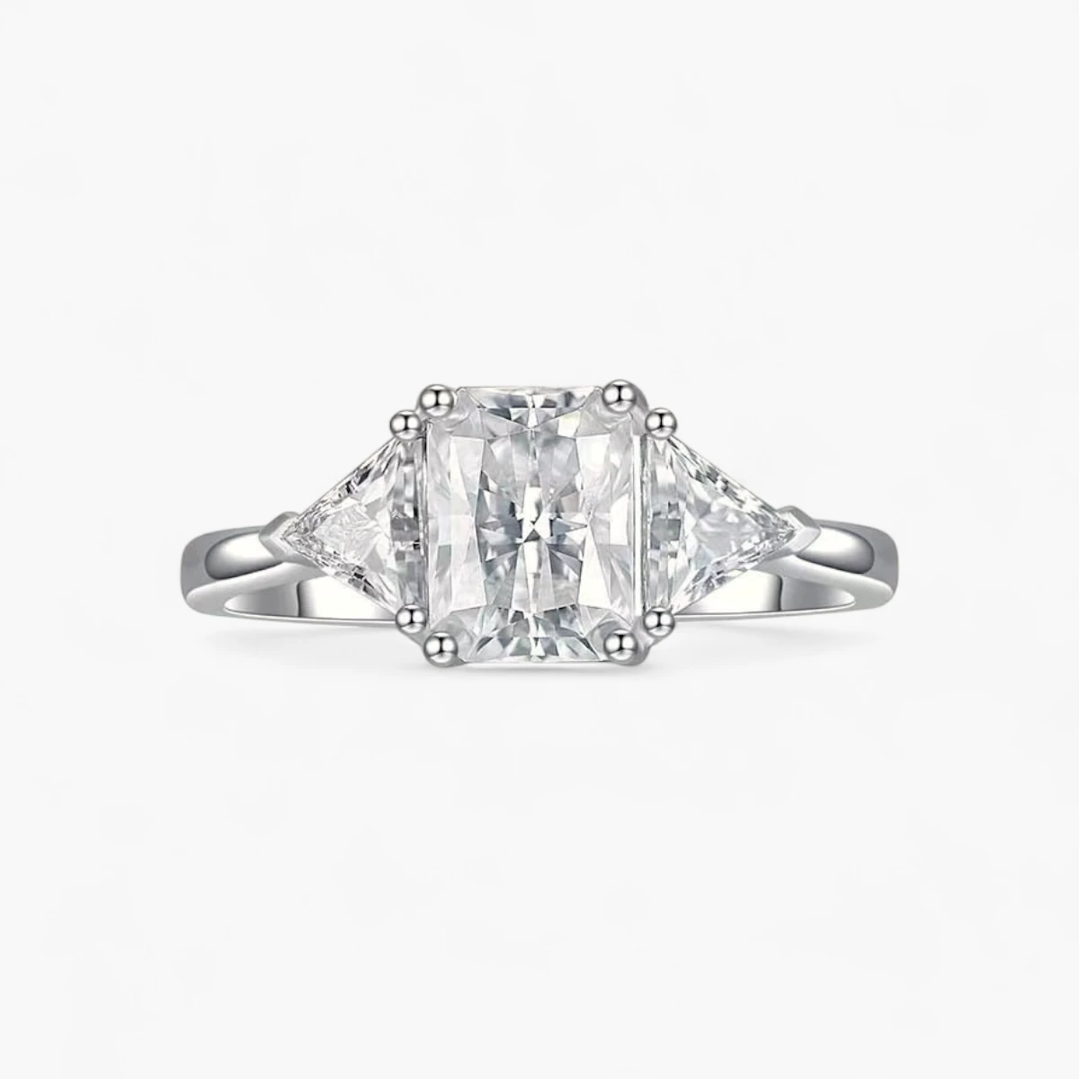 2ct Radiant Cut Moissanite Three Stone Ring