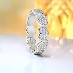 Alternative view of Linked Hearts Moissanite Ring