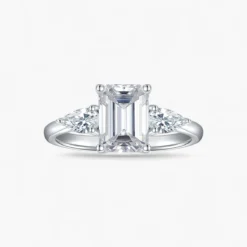 2ct Asscher Cut Moissanite Three Stone Ring