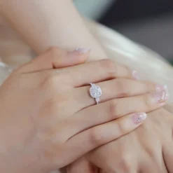 Alternative view of 1ct Cushion Cut Halo Ring