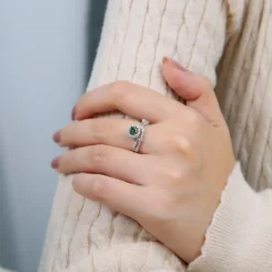 Alternative view of 0.5ct|1ct Moissanite Star Track Halo Ring