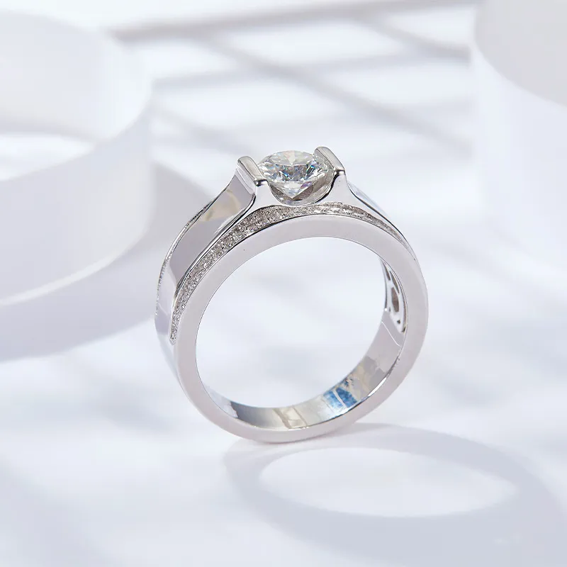 1ct|2ct Moissanite Men's Wide Ring - Image 3