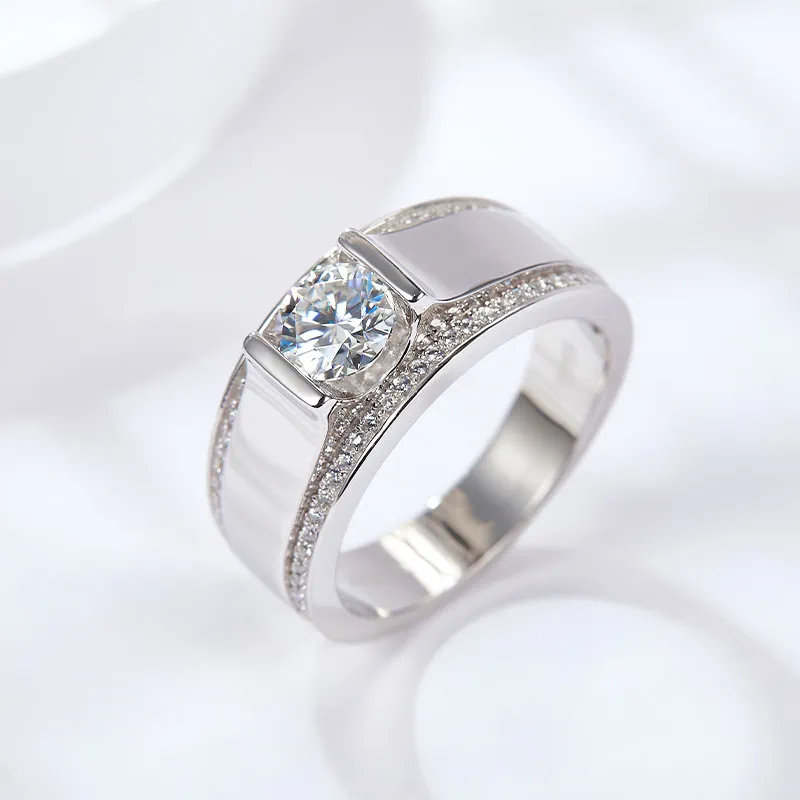 1ct|2ct Moissanite Men's Wide Ring - Image 4
