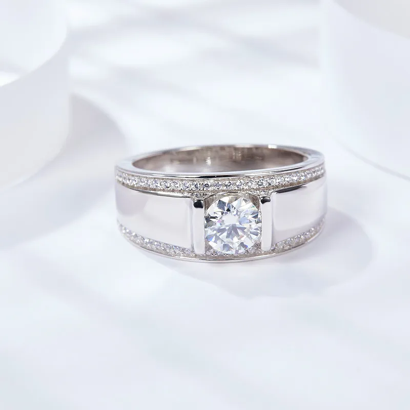 1ct|2ct Moissanite Men's Wide Ring - Image 2
