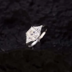 Alternative view of 2ct Radiant Cut Moissanite Three Stone Ring