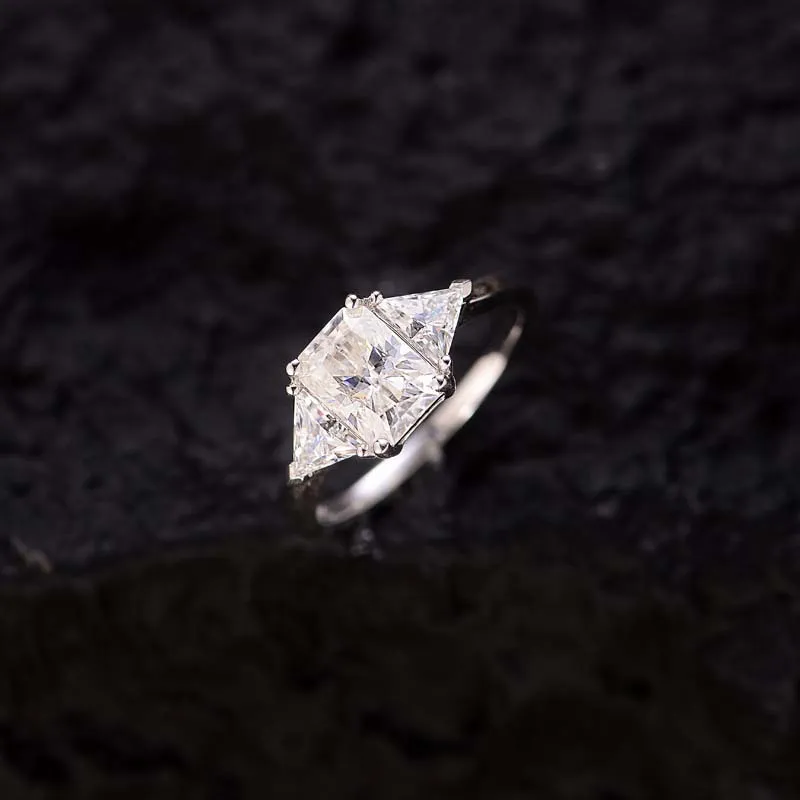 2ct Radiant Cut Moissanite Three Stone Ring - Image 2