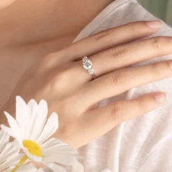 Alternative view of 1ct Round Moissanite Three Stone Ring