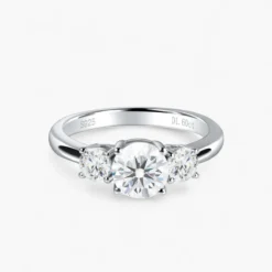 1ct Round Moissanite Three Stone Ring
