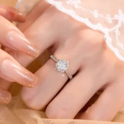 Alternative view of 1ct | 2ct |3ct Cushion Halo Round Center Moissanite Ring