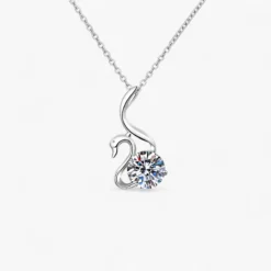 Swan Moissanite Silver Necklace